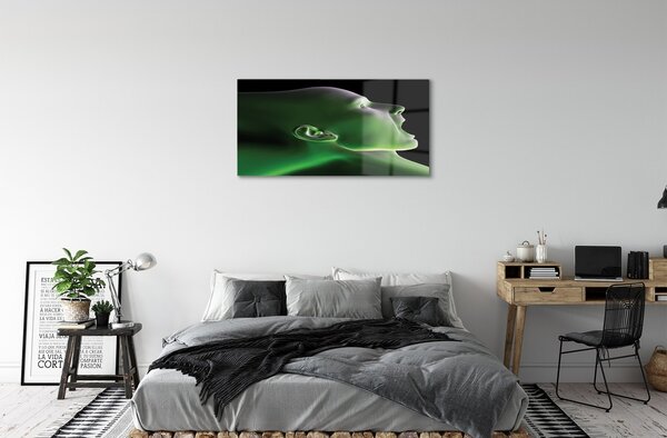 Quadro in vetro Testa umana luce verde 100x50 cm 2 appendini