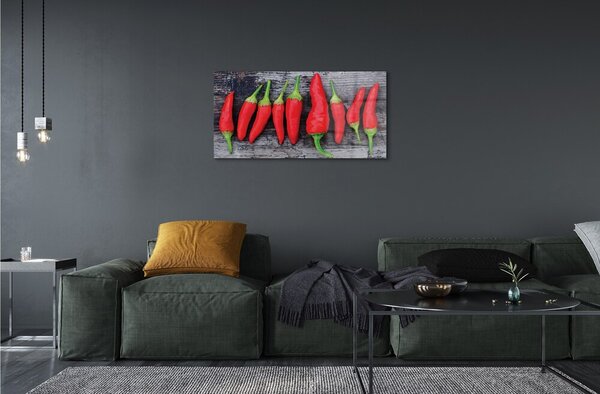 Quadro di vetro Peperoni rossi 100x50 cm 2 appendini
