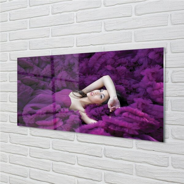 Quadro di vetro Viola femmina 100x50 cm 2 appendini