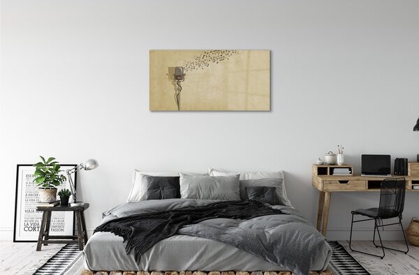 Quadro in vetro Note sul microfono 100x50 cm 2 appendini
