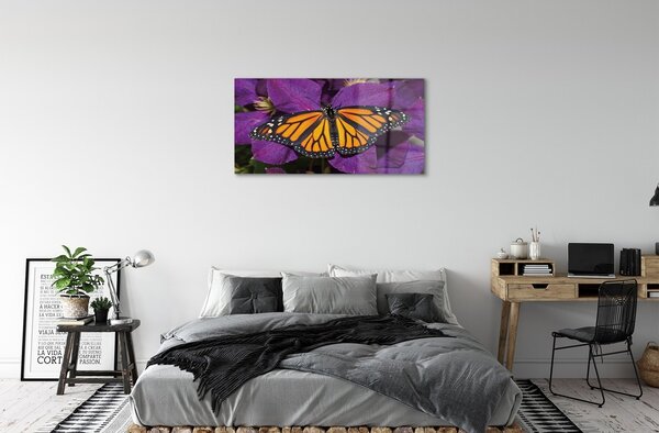 Quadro su vetro Fiori di farfalla colorati 100x50 cm 2 appendini
