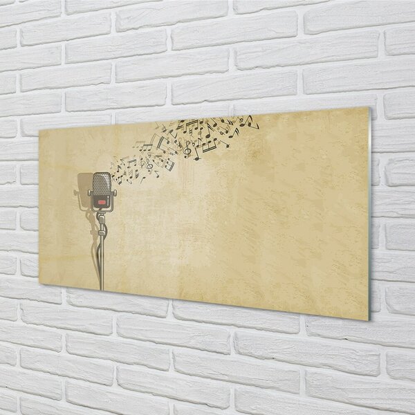 Quadro in vetro Note sul microfono 100x50 cm 2 appendini