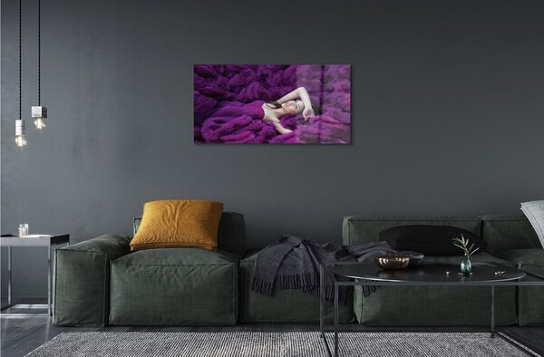 Quadro di vetro Viola femmina 100x50 cm 2 appendini