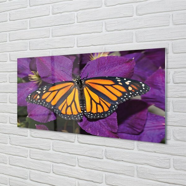 Quadro su vetro Fiori di farfalla colorati 100x50 cm 2 appendini
