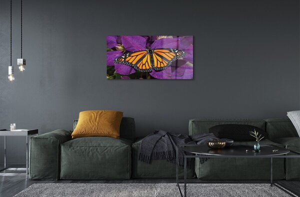 Quadro su vetro Fiori di farfalla colorati 100x50 cm 2 appendini