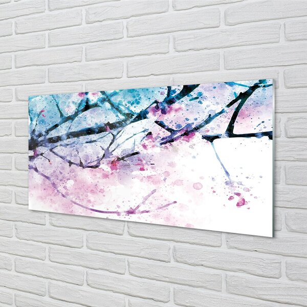 Quadro in vetro Albero bastoni cielo 100x50 cm 2 appendini
