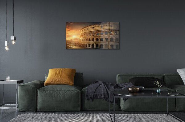 Quadro vetro Roma colosseo al tramonto 100x50 cm 2 appendini