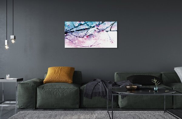 Quadro in vetro Albero bastoni cielo 100x50 cm 2 appendini