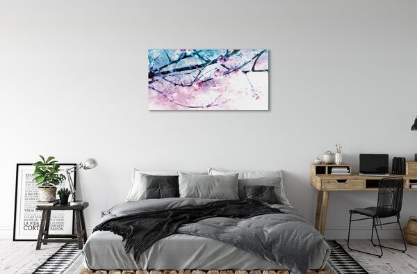 Quadro in vetro Albero bastoni cielo 100x50 cm 2 appendini