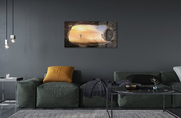 Quadro in vetro Croce 100x50 cm 2 appendini