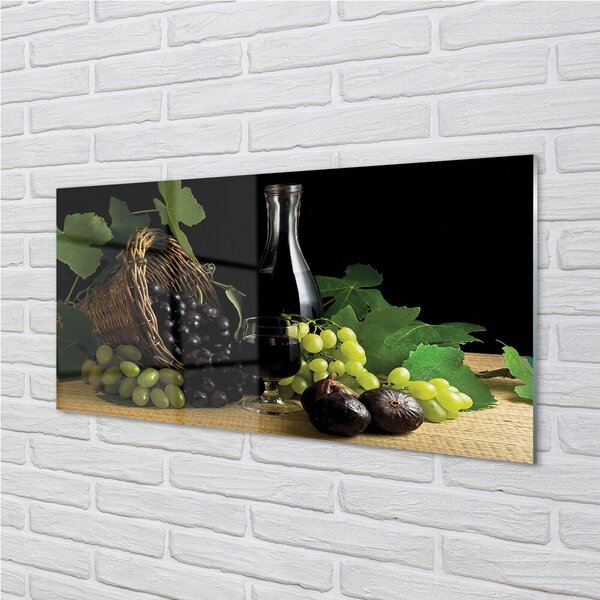 Quadro in vetro Cesto di foglie di vino d'uva 100x50 cm 2 appendini