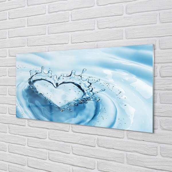 Quadro in vetro Gocce d'acqua cuore 100x50 cm 2 appendini