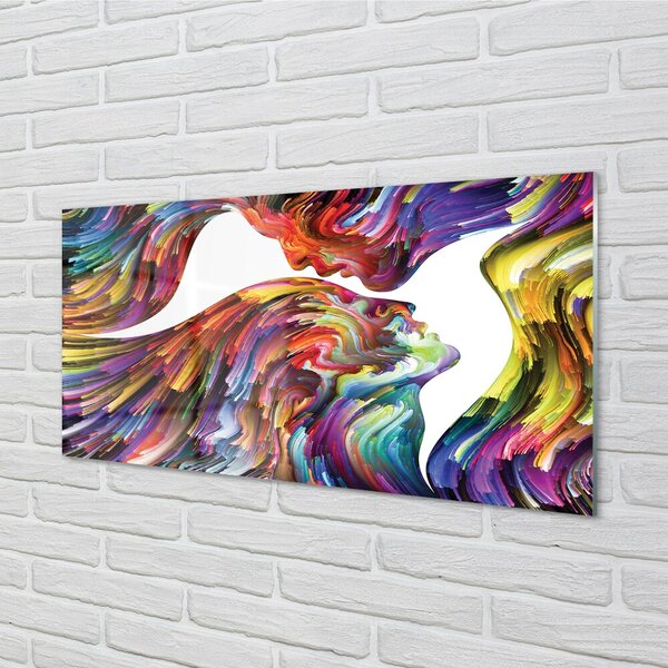Quadro su vetro Immagine a colori dei volti 100x50 cm 2 appendini