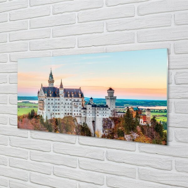 Quadro vetro Germania castello autunno monaco di baviera 100x50 cm 2 appendini