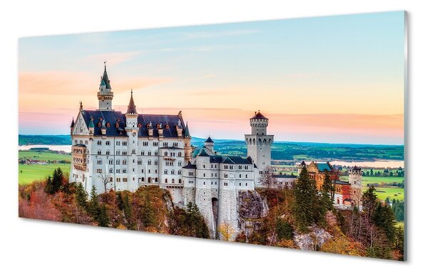 Quadro vetro Germania castello autunno monaco di baviera 100x50 cm