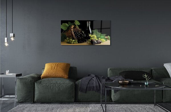 Quadro in vetro Cesto di foglie di vino d'uva 100x50 cm 2 appendini