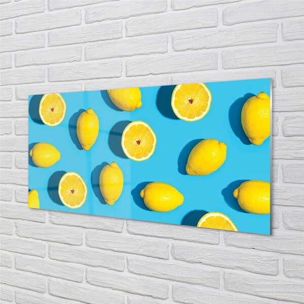 Quadro in vetro Limoni su sfondo blu 100x50 cm 2 appendini