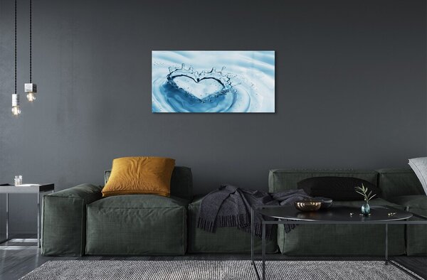 Quadro in vetro Gocce d'acqua cuore 100x50 cm 2 appendini