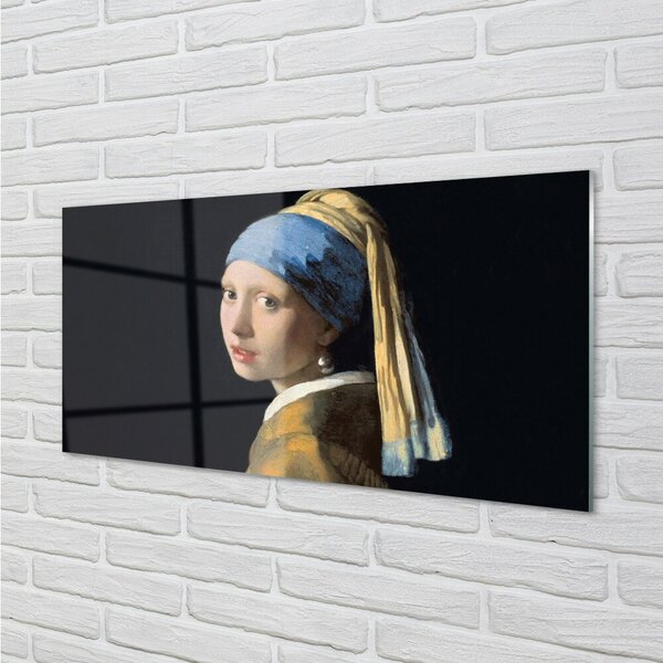Quadro in vetro Ragazza con perla - johannes vermeer 100x50 cm 2 appendini