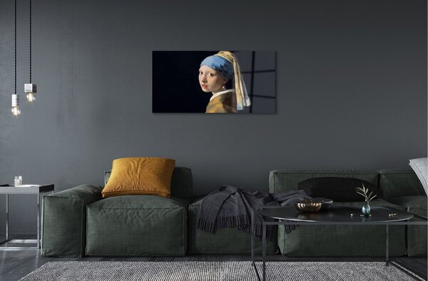 Quadro in vetro Ragazza con perla - johannes vermeer 100x50 cm 2 appendini
