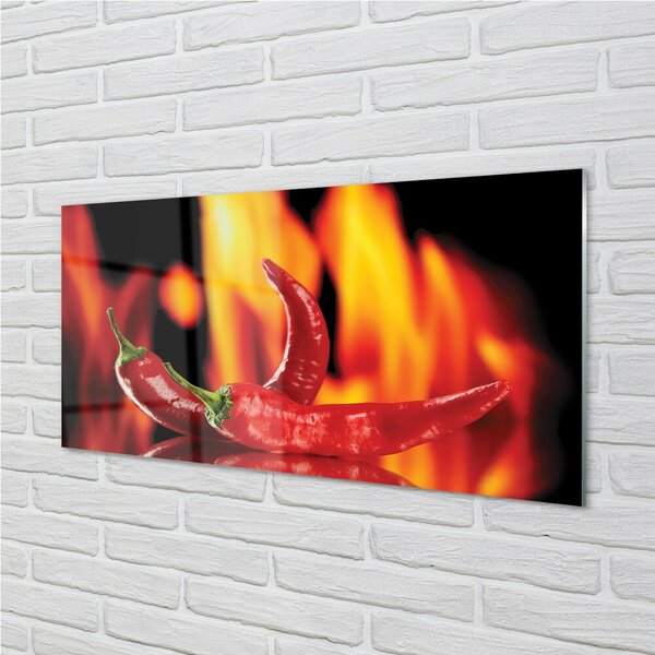 Quadro in vetro Peperoni piccanti 100x50 cm 2 appendini