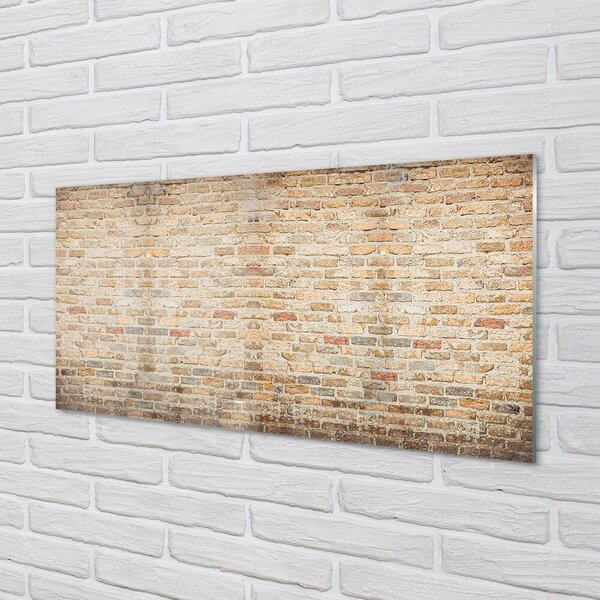 Quadro vetro Muro di mattoni vintage 100x50 cm 2 appendini