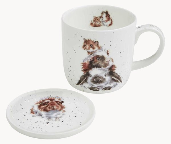 Set tazza in Fine Bone China con sottobicchiere Piggy In Middle 3 pz