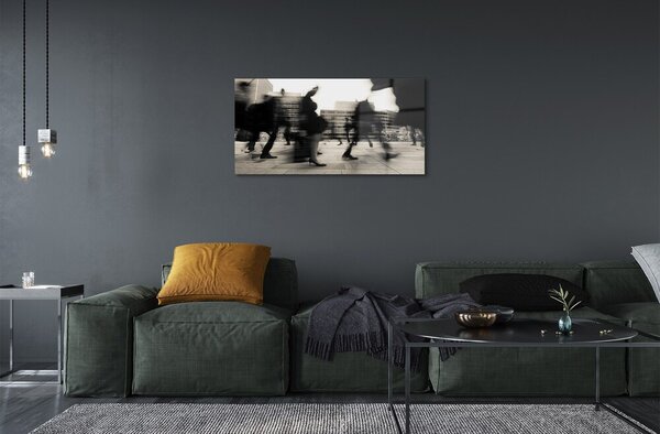 Quadro in vetro Città delle persone 100x50 cm 2 appendini