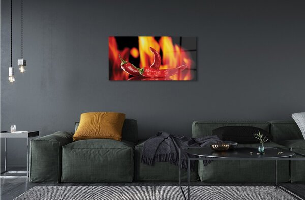 Quadro in vetro Peperoni piccanti 100x50 cm 2 appendini