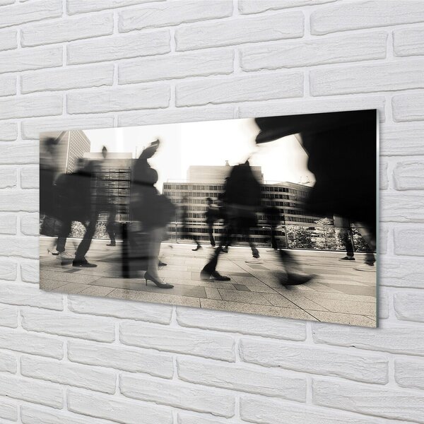 Quadro in vetro Città delle persone 100x50 cm 2 appendini