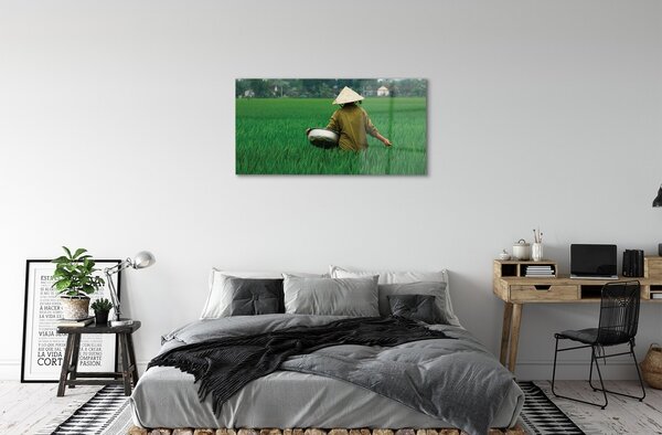 Quadro in vetro Erba mangereccia 100x50 cm 2 appendini