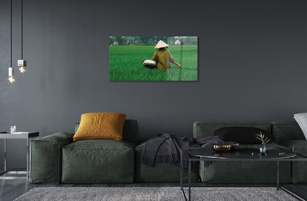 Quadro in vetro Erba mangereccia 100x50 cm 2 appendini