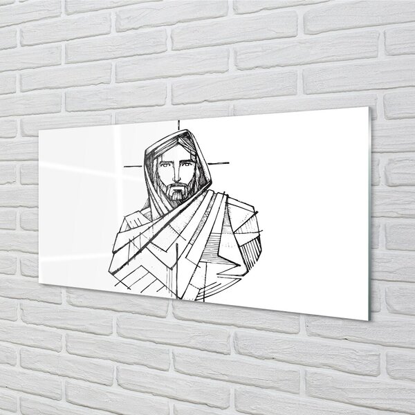 Quadro in vetro Disegnare gesù 100x50 cm 2 appendini