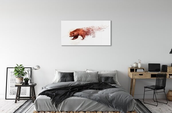 Quadro su vetro Orso 100x50 cm 2 appendini