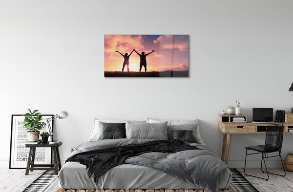Quadro in vetro Persone ovest 100x50 cm 2 appendini