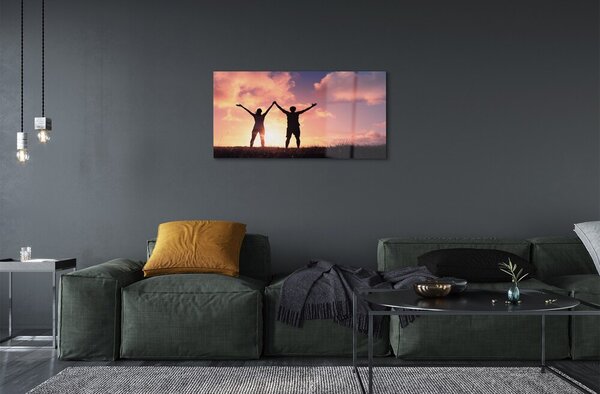 Quadro in vetro Persone ovest 100x50 cm 2 appendini