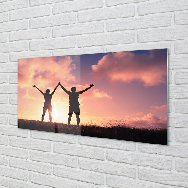 Quadro in vetro Persone ovest 100x50 cm 2 appendini