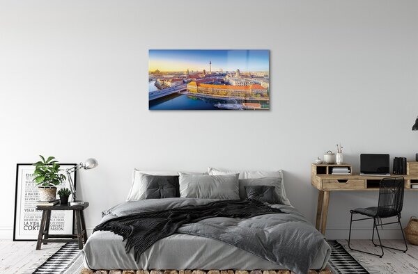 Quadro di vetro Germania ponti sul fiume di berlino 100x50 cm 2 appendini