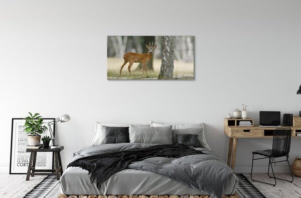 Quadro in vetro Foresta di cervi 100x50 cm 2 appendini