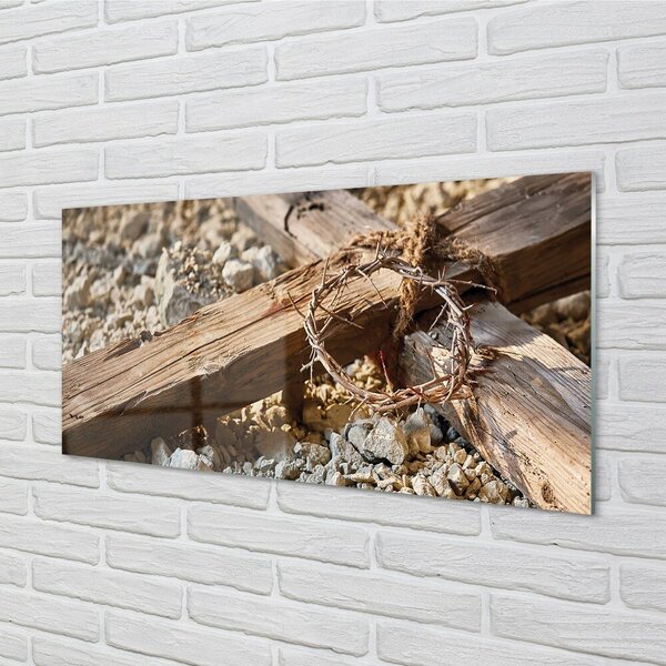 Quadro in vetro Croce di spine 100x50 cm 2 appendini