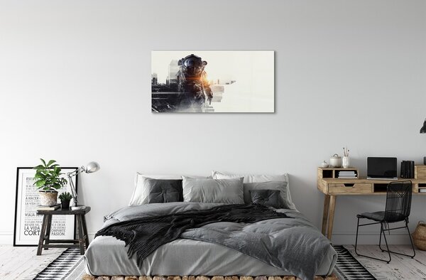 Quadro di vetro Carattere della città 100x50 cm 2 appendini