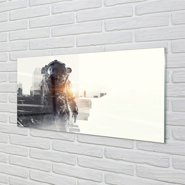 Quadro di vetro Carattere della città 100x50 cm 2 appendini