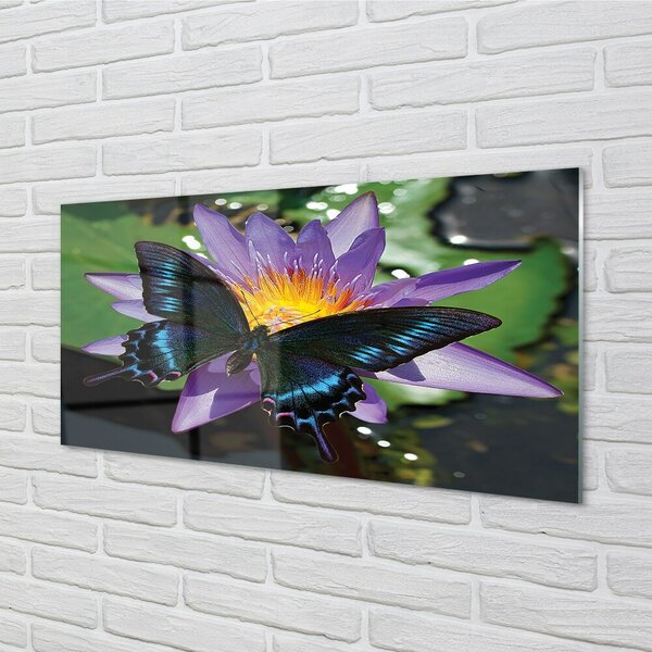 Quadro vetro Fiore di farfalla 100x50 cm 2 appendini