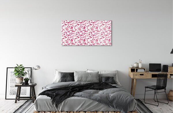Quadro di vetro Uccelli rosa 100x50 cm 2 appendini
