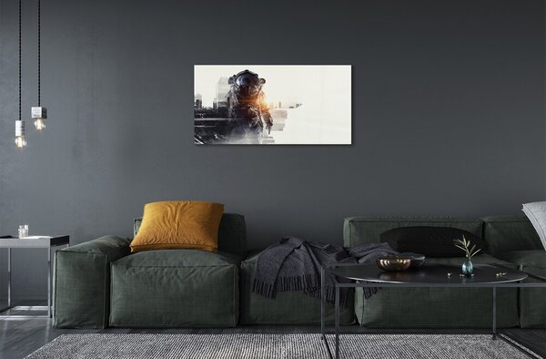 Quadro di vetro Carattere della città 100x50 cm 2 appendini
