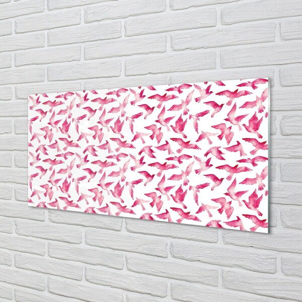 Quadro di vetro Uccelli rosa 100x50 cm 2 appendini