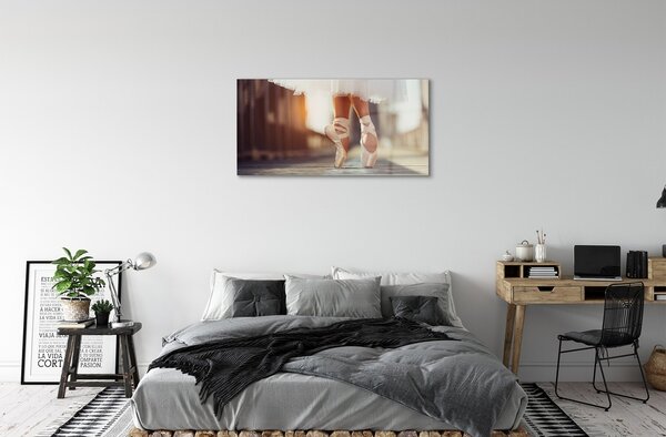 Quadro di vetro Scarpe da ballo bianche gambe donna 100x50 cm 2 appendini