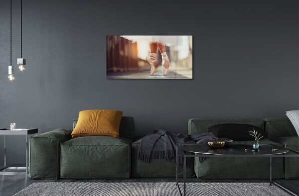 Quadro di vetro Scarpe da ballo bianche gambe donna 100x50 cm 2 appendini