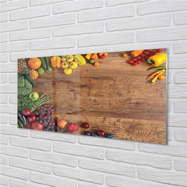 Quadro su vetro Piatto asparagi ananas mela 100x50 cm 2 appendini