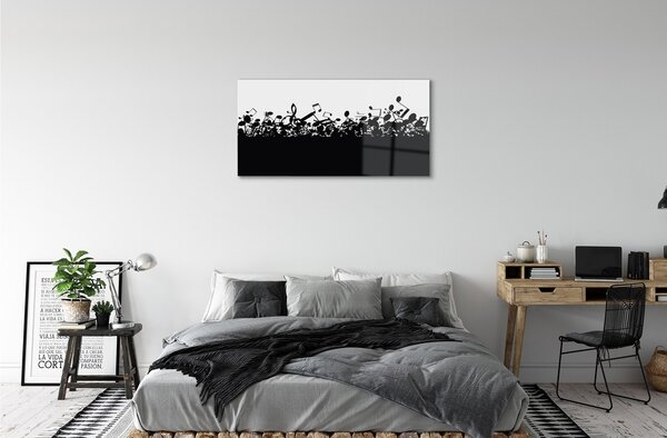 Quadro in vetro Note in bianco e nero 100x50 cm 2 appendini